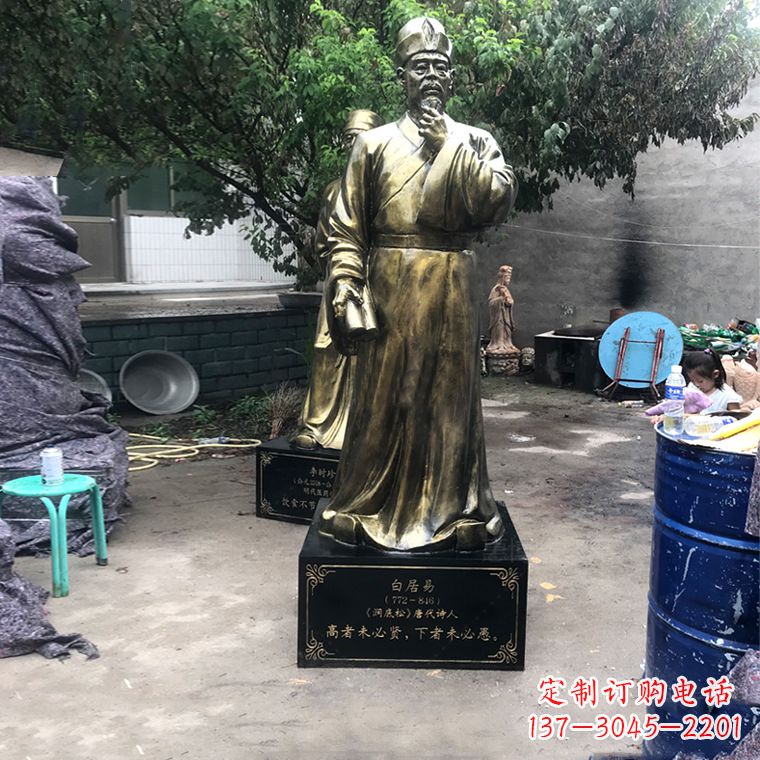 商丘白居易仿铜雕像经典中国古代诗人的艺术再现