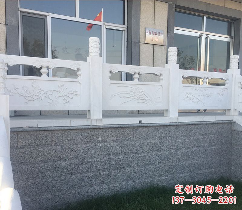 商丘别墅汉白玉栏板景观石雕 (2)