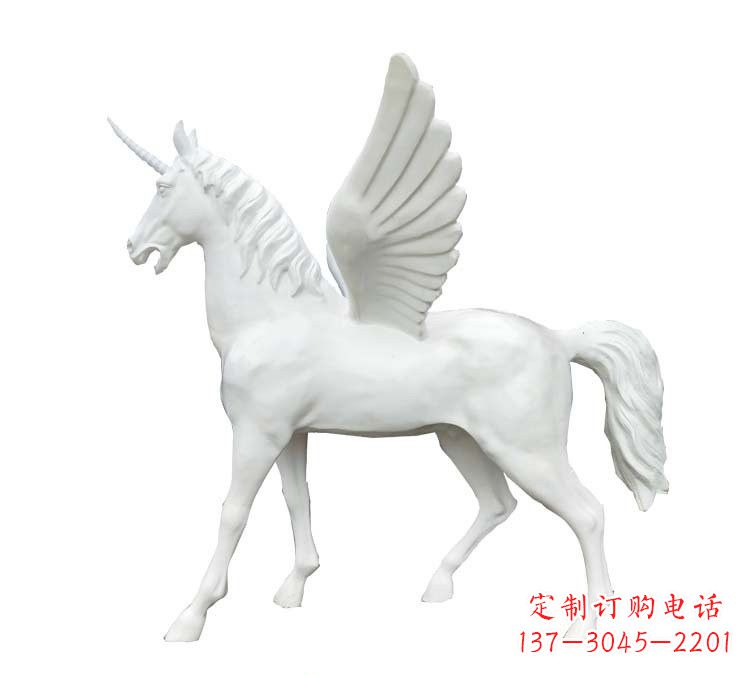 商丘玻璃钢白色飞马雕塑