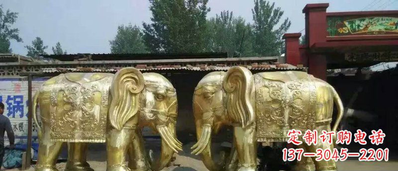 商丘玻璃钢仿铜大象公园动物雕塑
