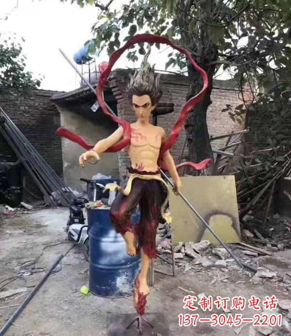 商丘玻璃钢仿真哪吒雕塑