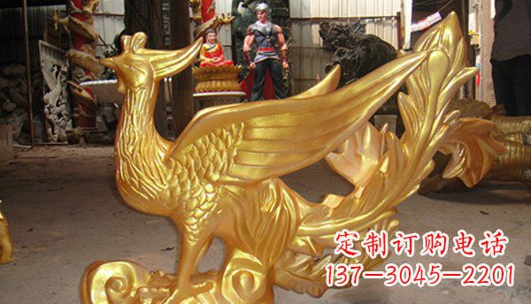商丘玻璃钢凤凰仿铜动物雕塑传承传统文化