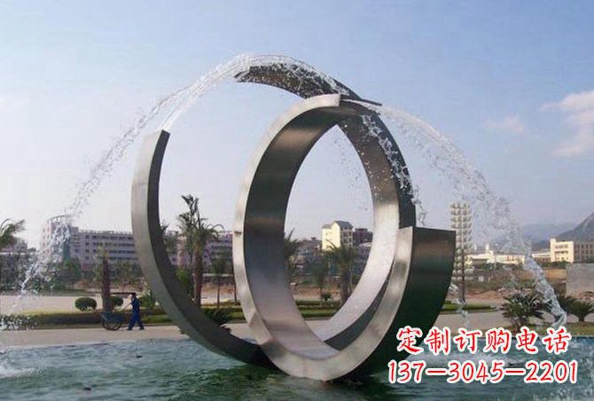 商丘不锈钢C形喷泉雕塑精美雕塑艺术