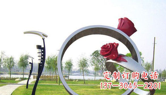商丘不锈钢爱情戒指浪漫雕塑艺术