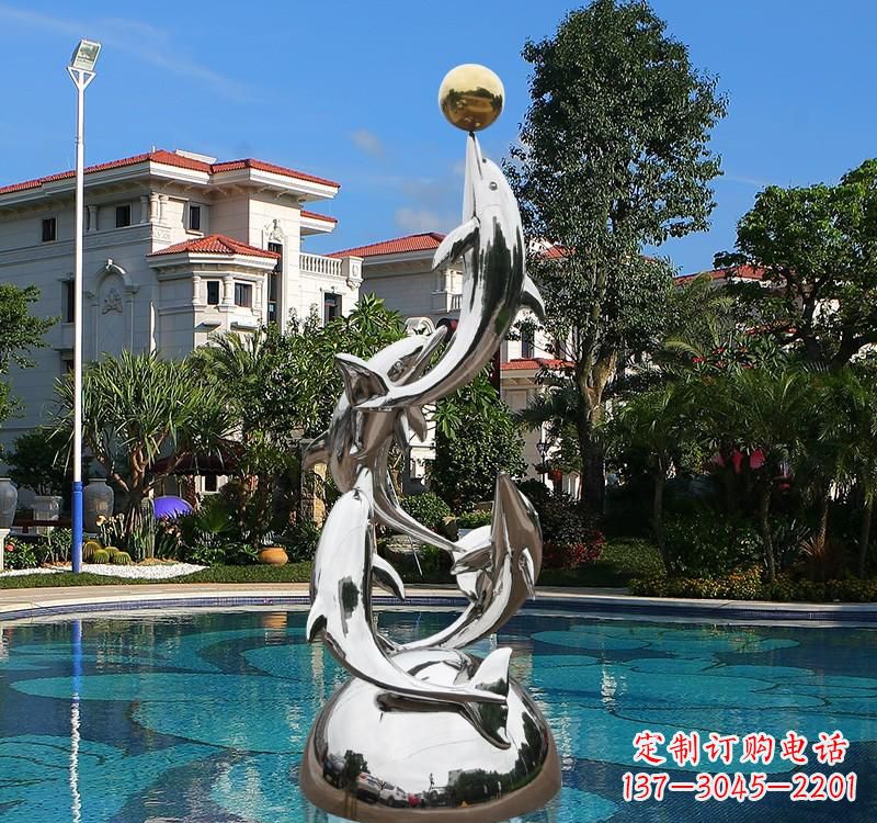 商丘不锈钢别墅海豚雕塑