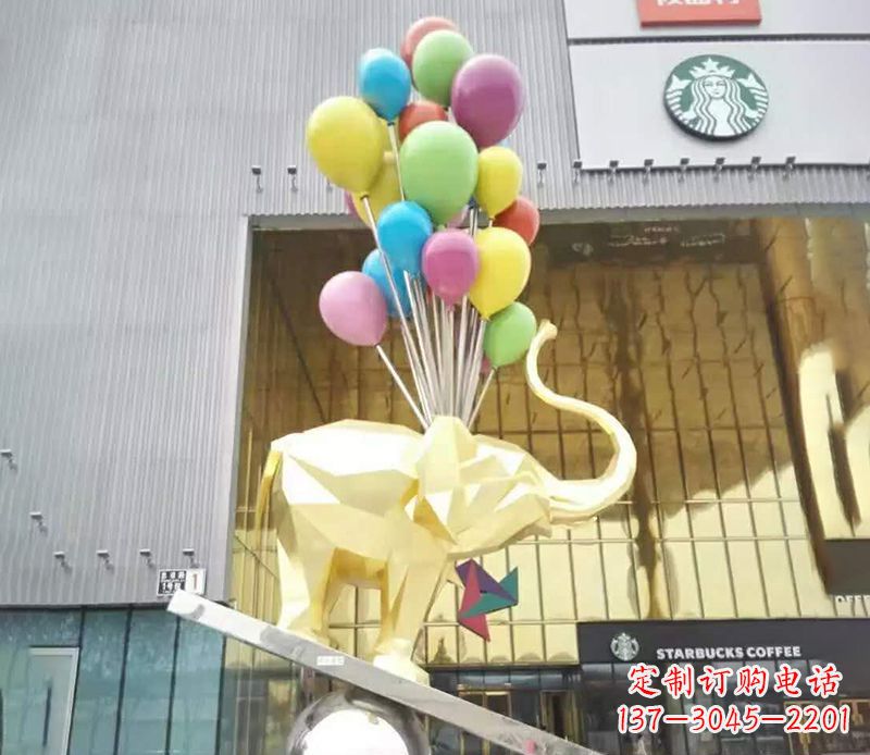 商丘不锈钢踩球的小象雕塑