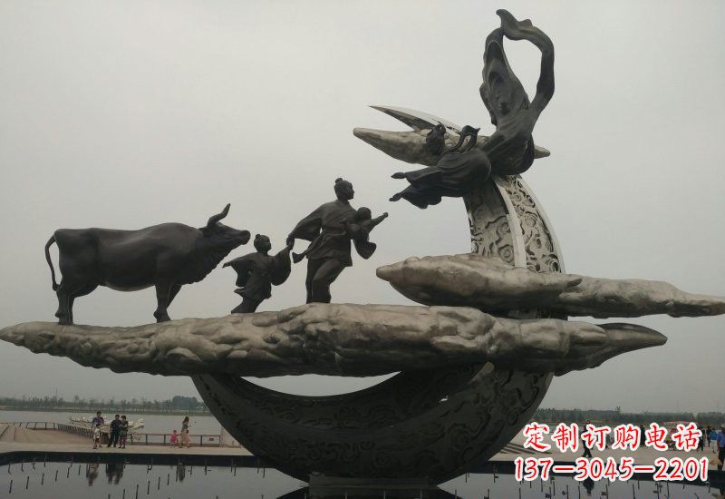 商丘不锈钢牛郎织女雕塑传说中的爱情
