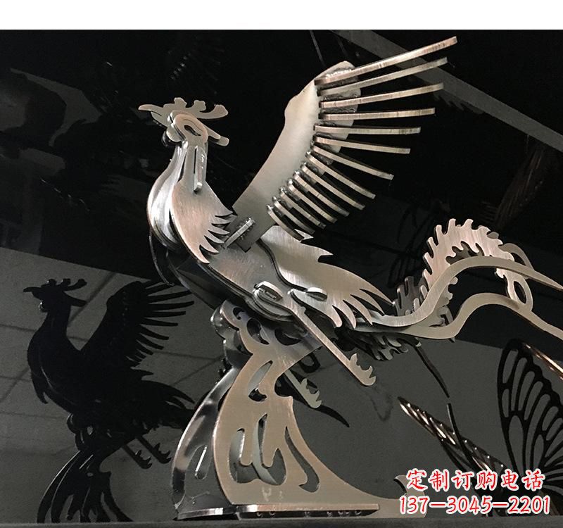 商丘不锈钢凤凰雕塑精美的艺术品