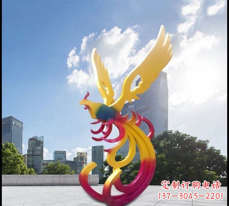 商丘绚丽多彩的不锈钢凤凰雕塑