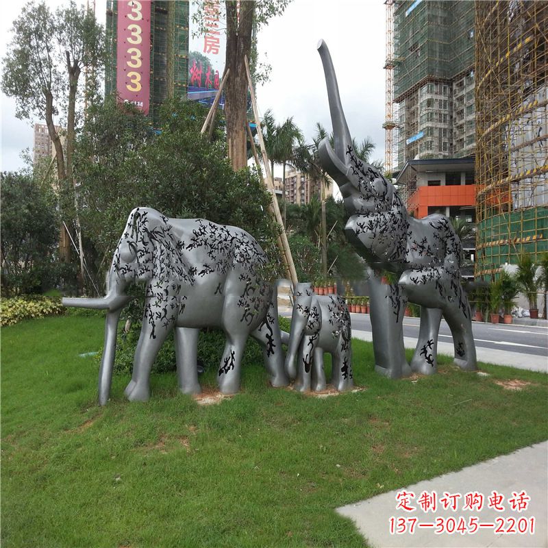 商丘不锈钢大象雕塑小区园林的精美装饰