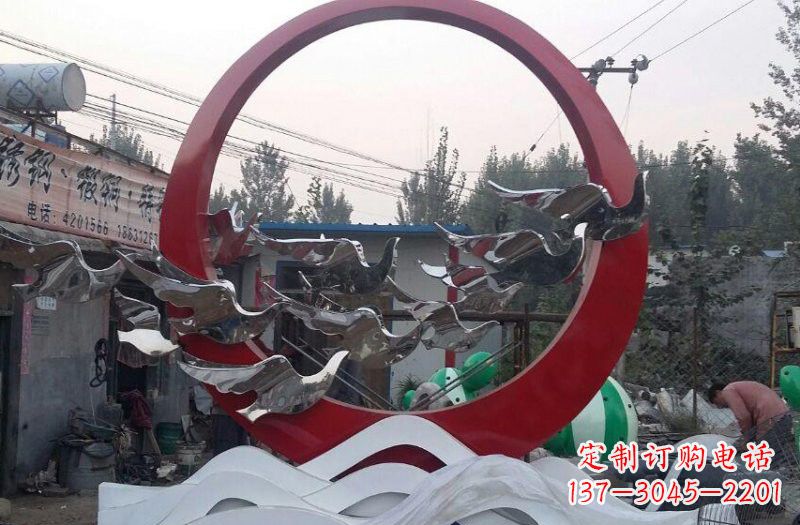 商丘不锈钢抽象和平鸽和谐雕塑