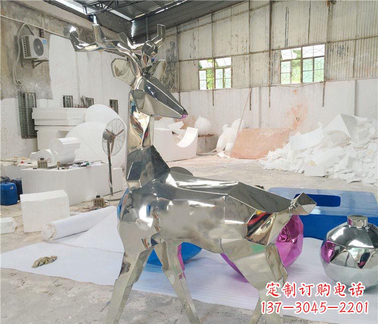 商丘不锈钢抽象几何梅花鹿动物雕塑
