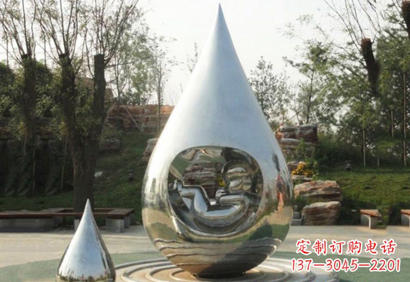 商丘不锈钢水滴雕塑缔造生命之源