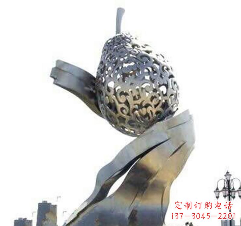 商丘不锈钢抽象水果梨雕塑