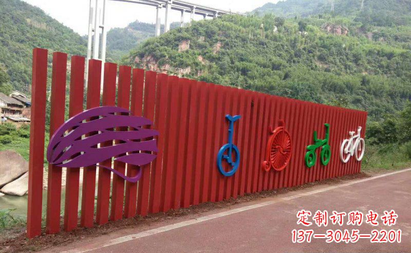 商丘不锈钢自行车雕塑点缀公园景观