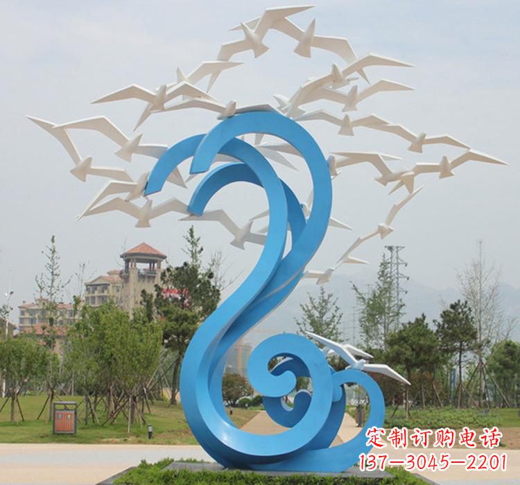 商丘新题目精美不锈钢大雁雕塑