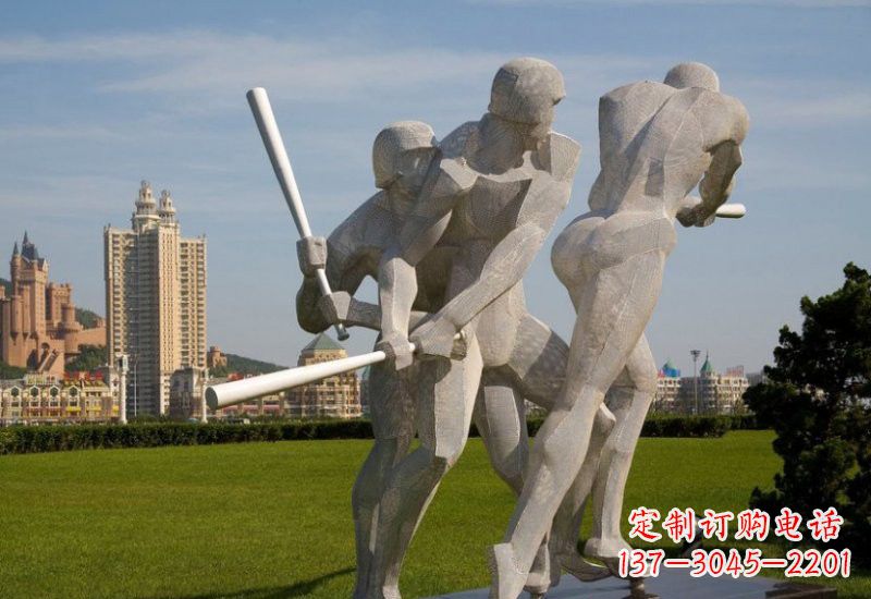商丘不锈钢打棒球人物雕塑2