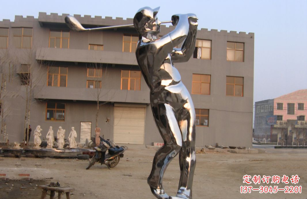 商丘不锈钢打高尔夫球广场雕塑