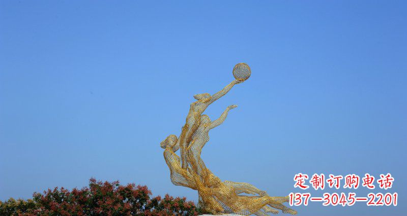 商丘不锈钢打篮球的女孩公园景观雕塑