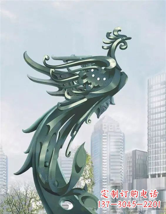 商丘不锈钢大型凤凰雕塑美丽而神秘