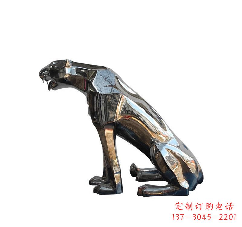 商丘不锈钢仿真动物豹雕塑