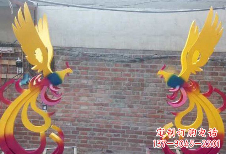 商丘不锈钢公园彩色凤凰雕塑
