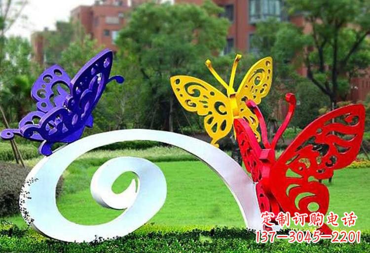 商丘彩色蝴蝶雕塑,点亮不锈钢公园
