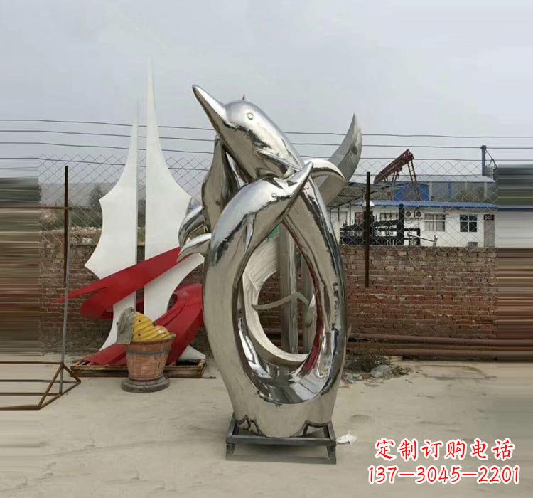 商丘不锈钢海豚雕塑——象征着动物自由的象征