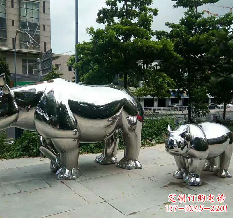 商丘不锈钢犀牛雕塑把大自然带入城市