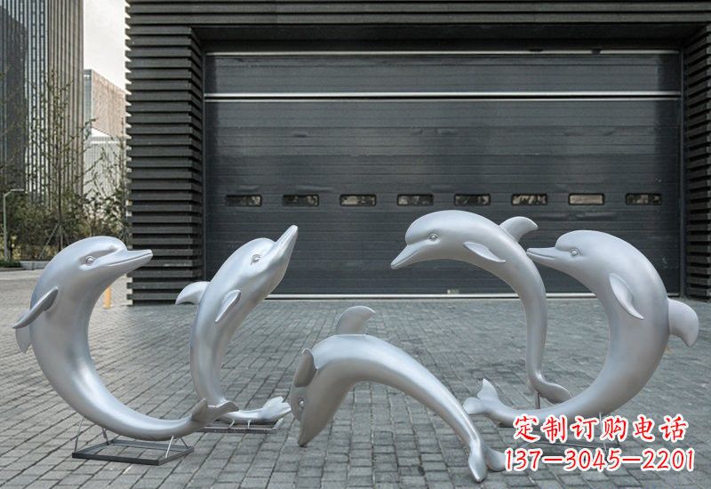 商丘海豚的精灵——不锈钢公园海豚雕塑