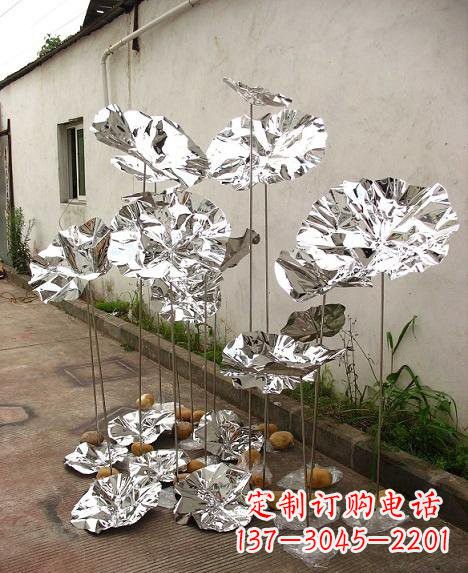 商丘不锈钢公园镜面荷叶雕塑