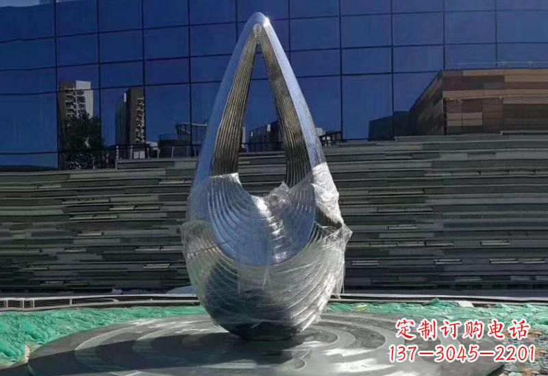 商丘不锈钢空心水滴雕塑美丽的艺术之作