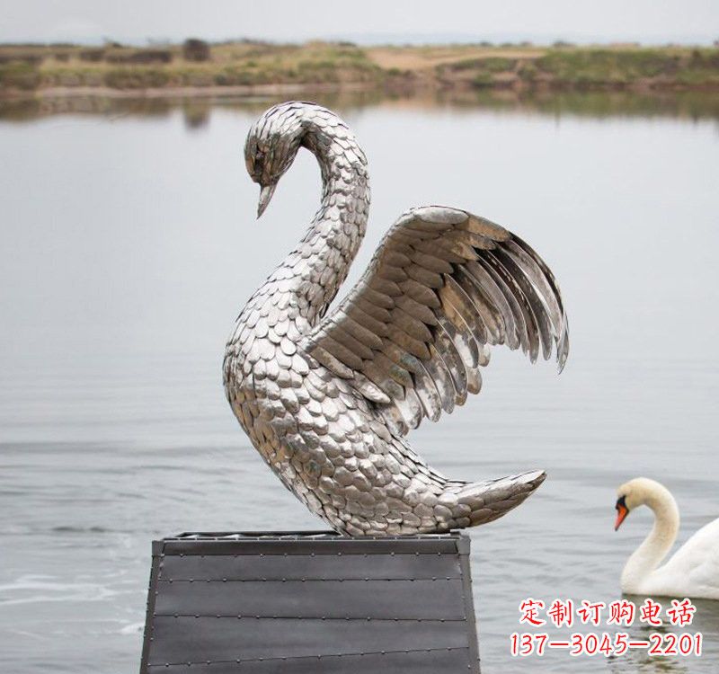 商丘不锈钢雕刻的优雅天鹅