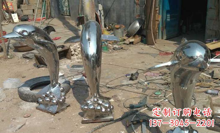 商丘不锈钢海豚雕塑——美丽的海洋之灵