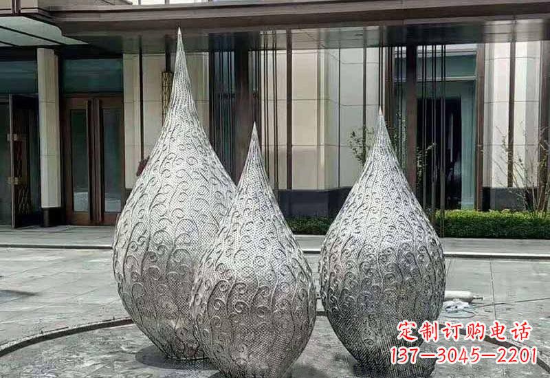 商丘不锈钢镂空水滴雕塑精致美观