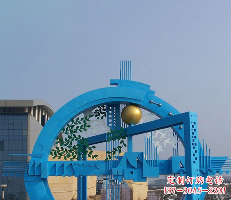商丘不锈钢拱桥雕塑美丽的艺术品