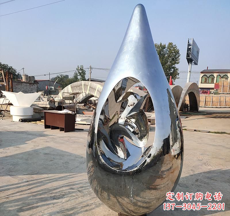 商丘不锈钢大水滴雕塑一座极致简约的艺术作品