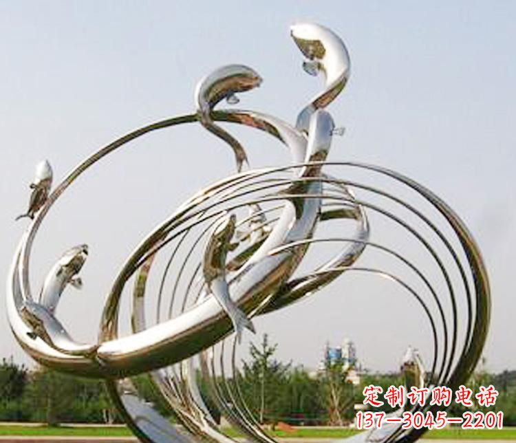 商丘不锈钢海豚雕塑美丽而又神秘