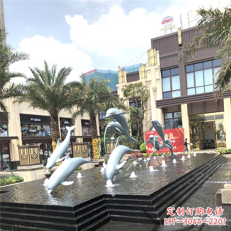 商丘精美海豚喷泉，点缀城市企业街道