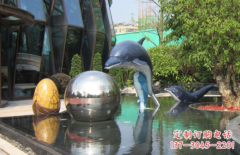 商丘不锈钢海豚景观雕塑创造精美绝伦的企业公园