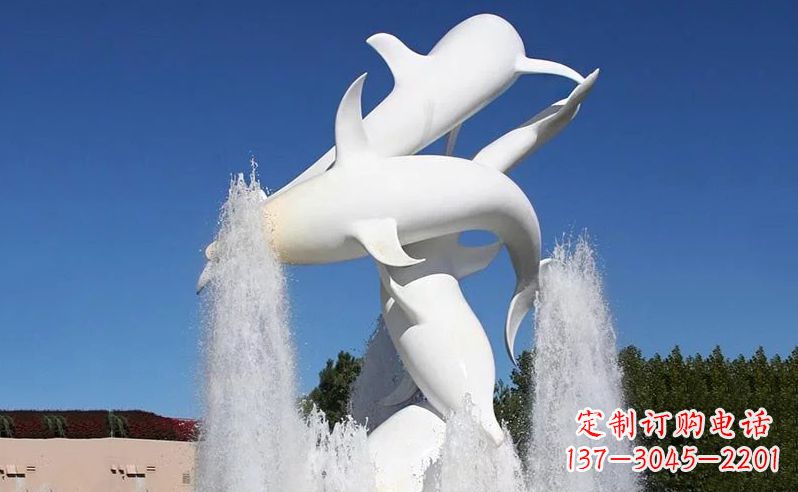 商丘不锈钢海豚喷泉雕塑传递海豚的美丽