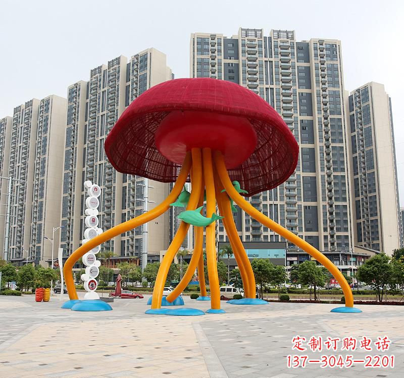 商丘不锈钢海洋水母动物雕塑精美绝伦