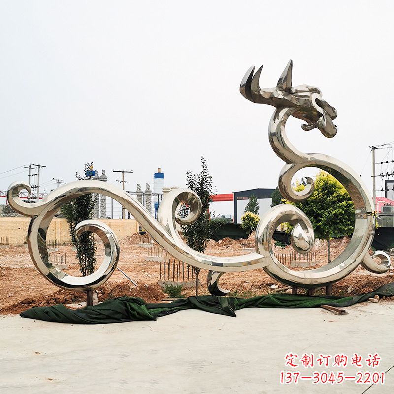 商丘不锈钢花边龙形雕塑传承中华文化精髓