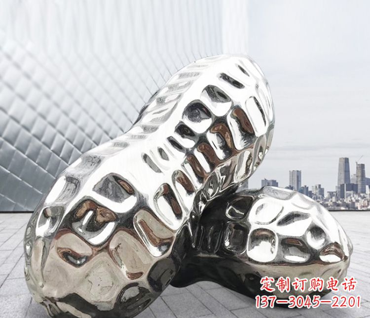 商丘精美不锈钢花生雕塑