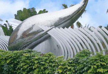 商丘海豚雕塑镜面鲸鱼创意动物景观
