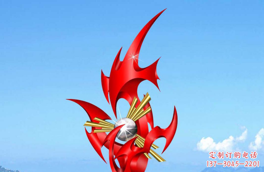 商丘不锈钢火苗抽象景观雕塑给城市添彩