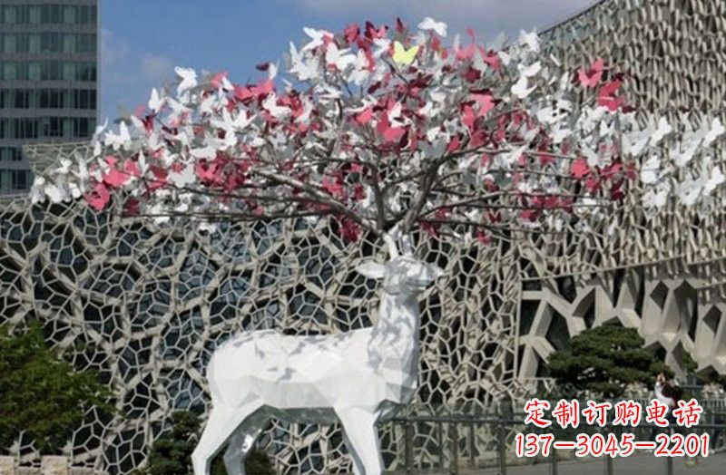商丘不锈钢几何小鹿雕塑精致之美