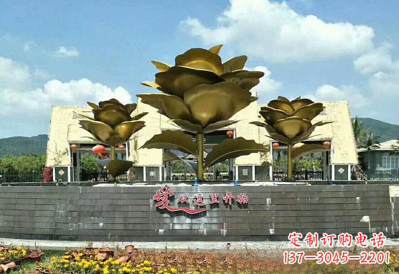 商丘不锈钢玫瑰雕塑美丽的艺术品