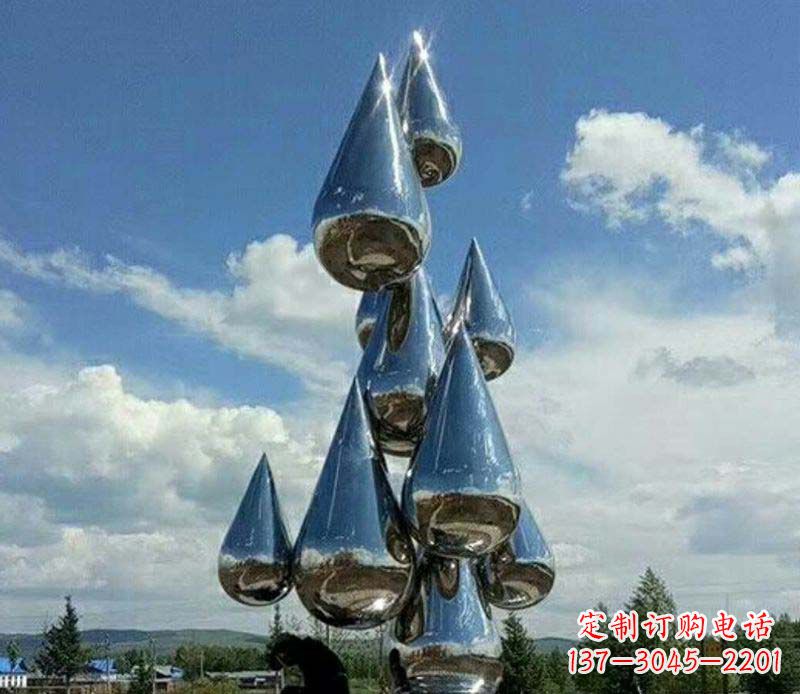 商丘不锈钢镜面大型水滴雕塑——艺术精美、精致优雅