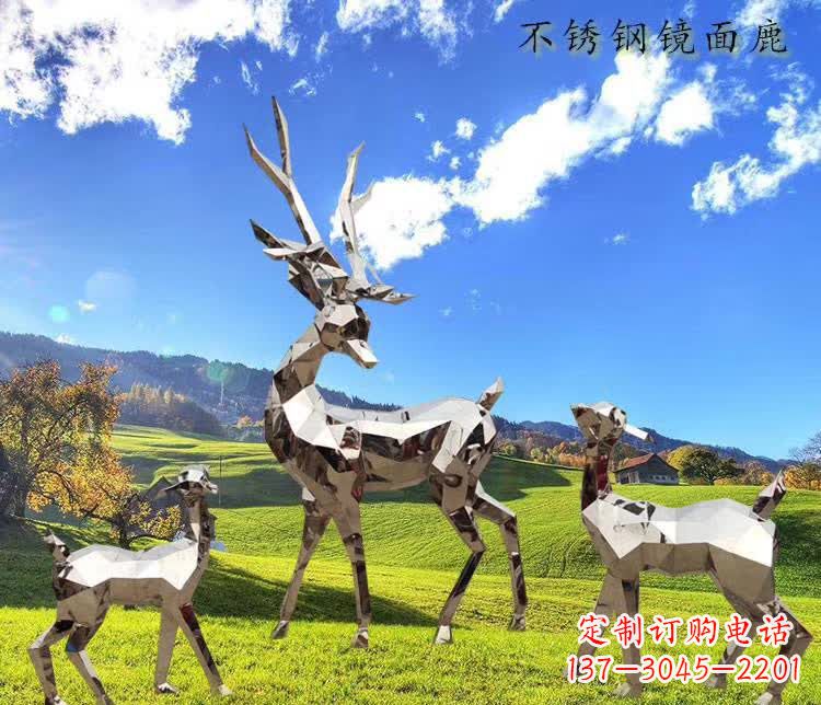 商丘不锈钢鹿精美的动物雕塑